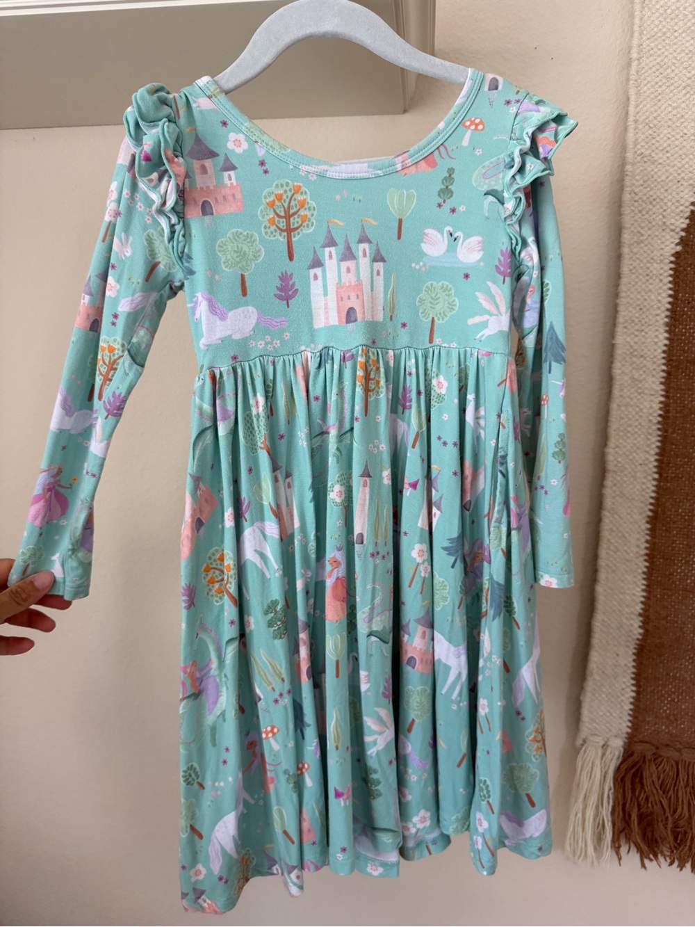 Little Sleepies Fairy Tale Dress with Castles, unicorns, and princesses